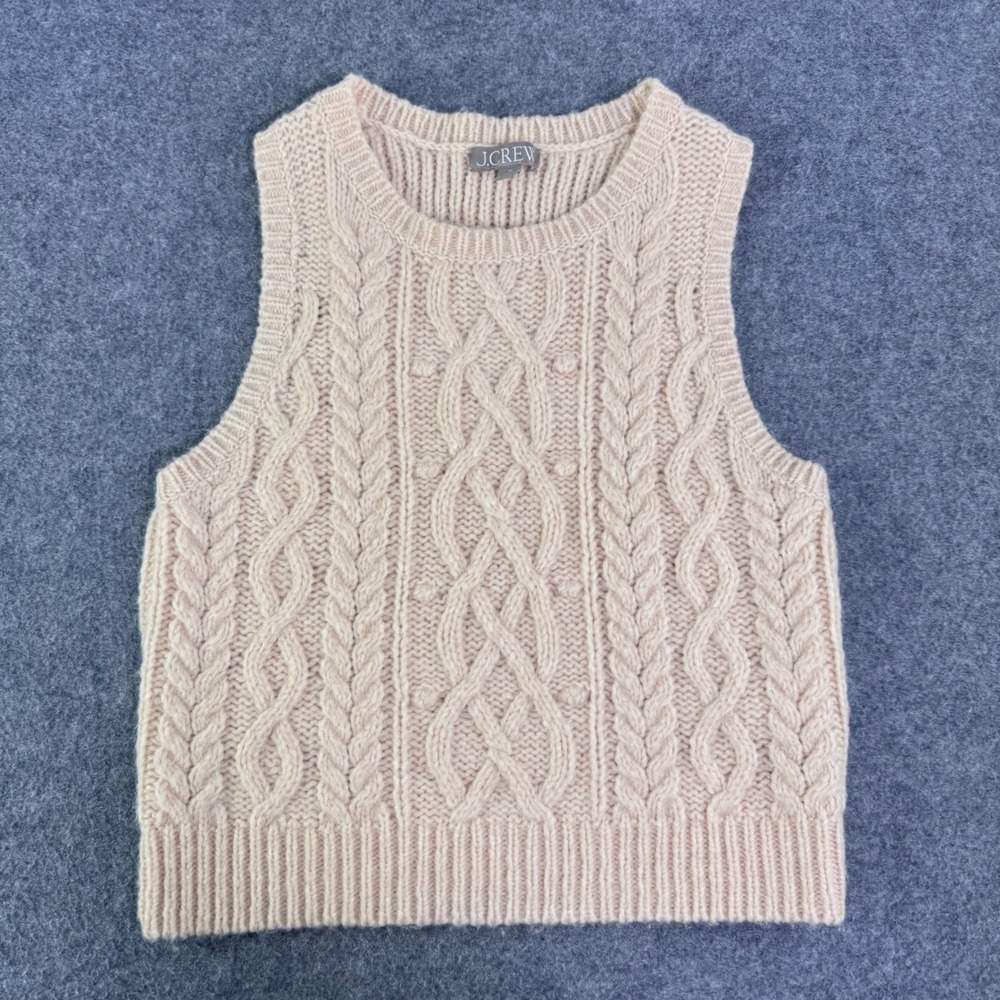 J. Crew Womens Pink Cable Knit Wool Alpaca Blend Sweater Vest Size M
